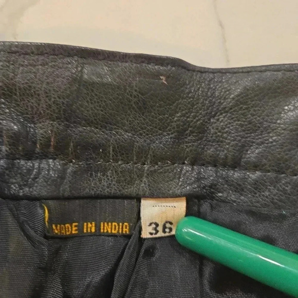 NWT Vintage Lamb Skin Leather Trouser Sport Joinus Pants Black Size 36 Waist - Picture 10 of 12